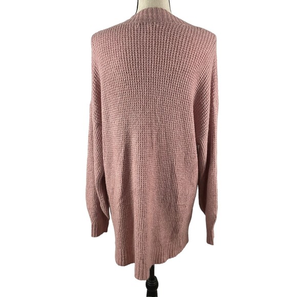 AMERICAN EAGLE PINK WAFFLE KNIT OVERSIZED V NECK TUNIC SWEATER MEDIUM - Picture 6 of 9